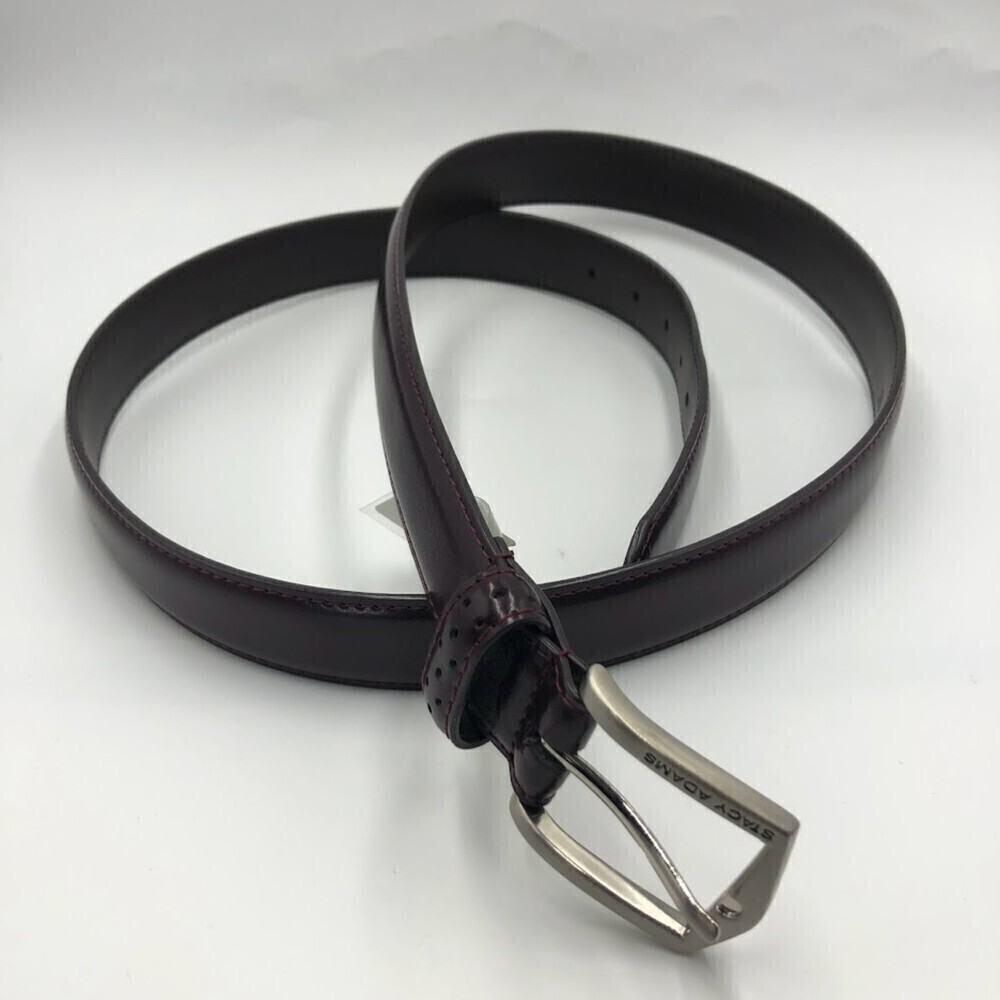 Stacy Adams Men's Burgundy Brown Geniune Leather Belt 46 Inch